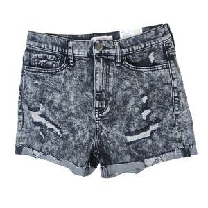 SO Shorts Vintage Stretch Mom Black Acid Wash Distressed High Rise Size 7/28W